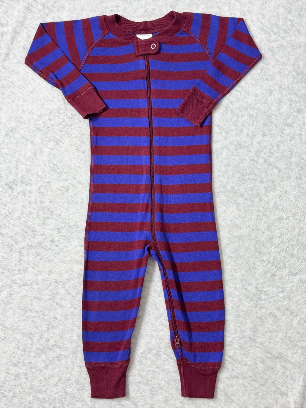 Hanna Andersson Burgundy Purple Stripe Zip Sleeper 18-24M Baby Organic Cotton